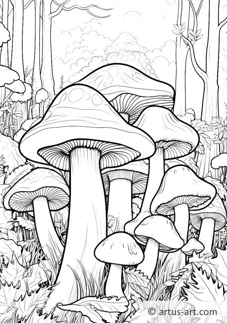 Mushroom Forest Coloring Page